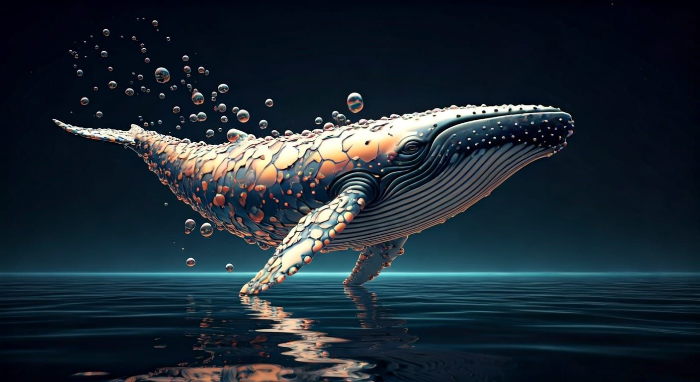 Iridescent Bubble Whale in the Night Sky