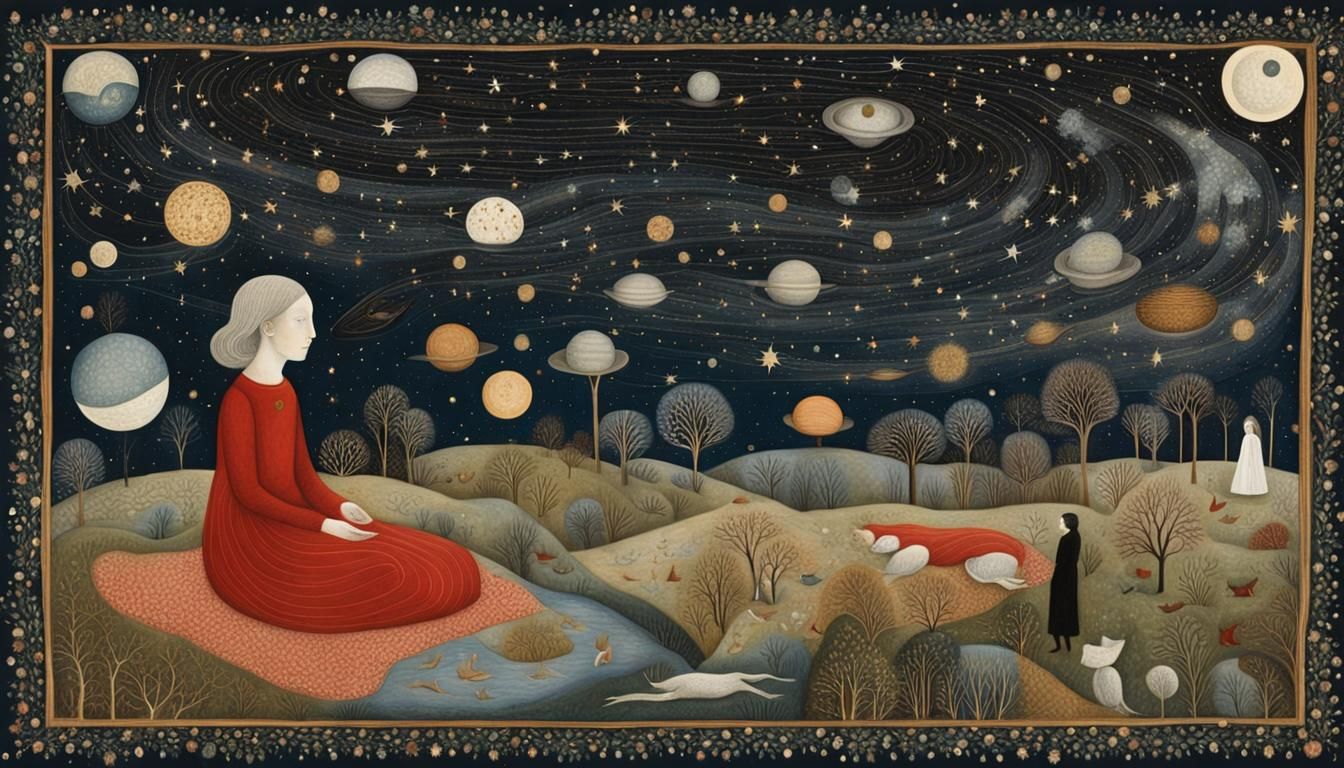 Intertwined Mindscapes in Ethereal Mixed-Media Style