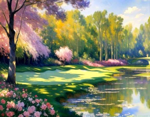 Vibrant Landscape Portrait of Augusta's 12th Hole