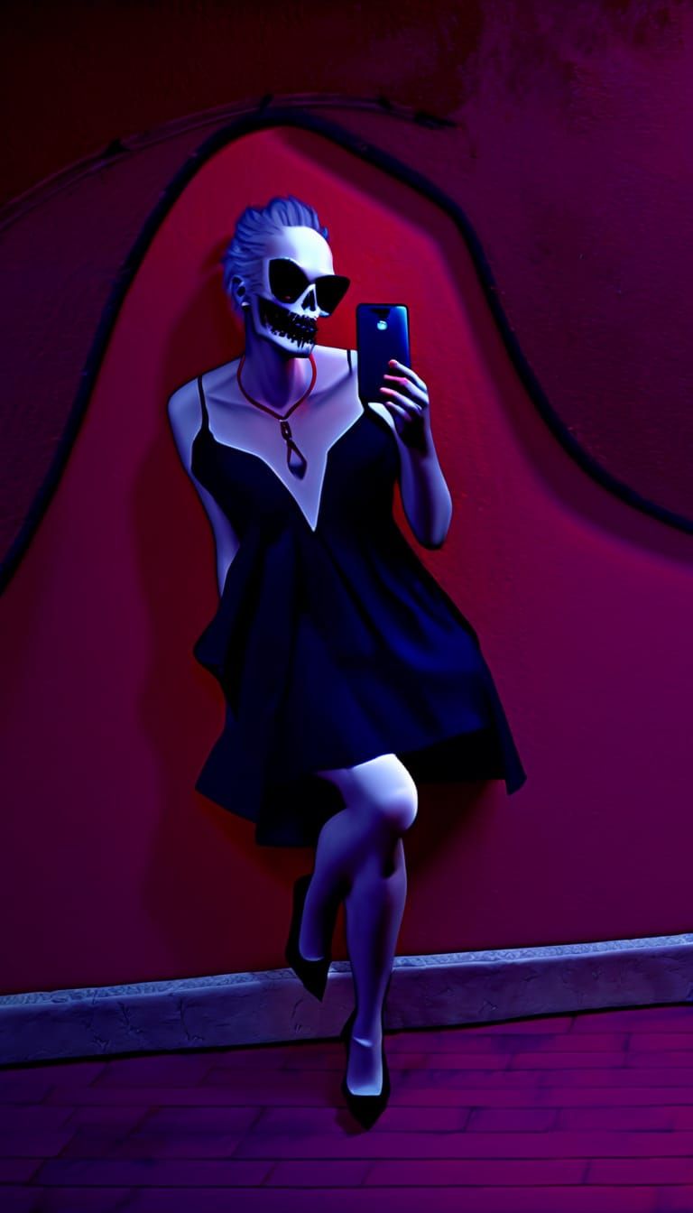 Detailed Female Vampire Bites Neck in Gothic Horror