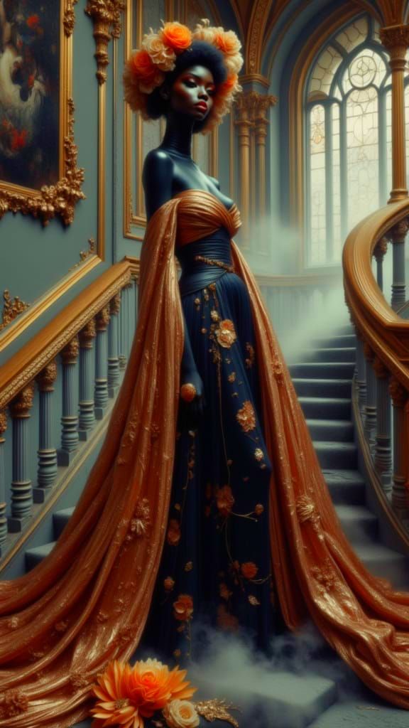 Divine Feminine Muse in Celestial Cathedral Couture