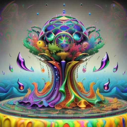 Psychedelic Cornucopia in Surreal 3D Render
