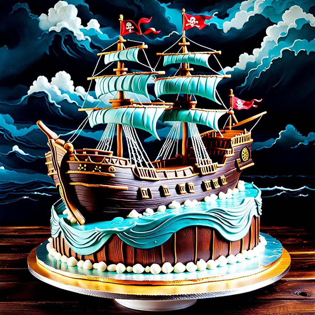 Pirate Ship Cake: Vibrant Icing on Stormy Seas