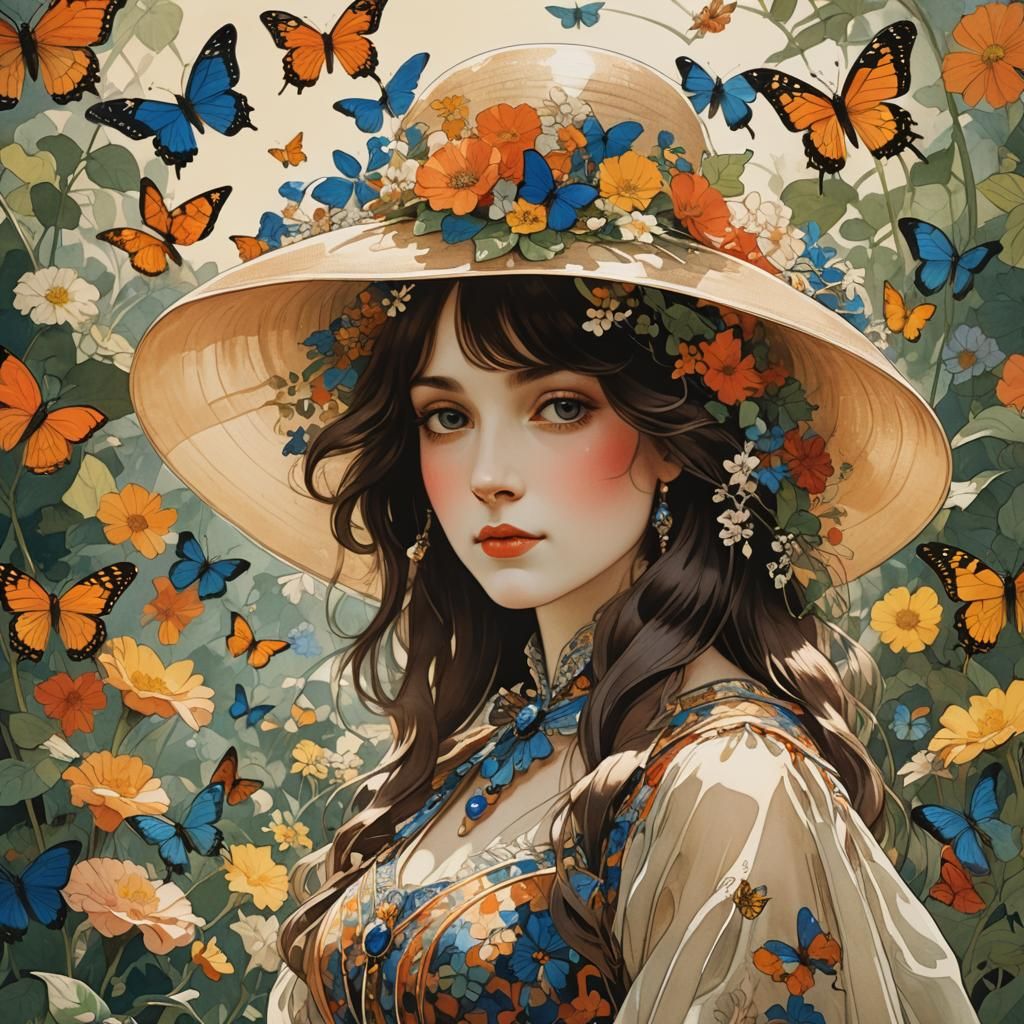 Fairy-Tale Girl with Glass Hat, Bakst Style