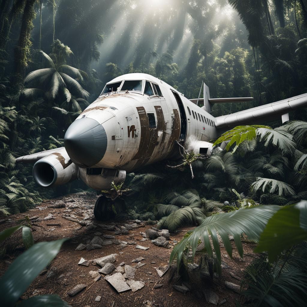 Yeti Explores Crashed Plane in Jungle: Professional Photogra...