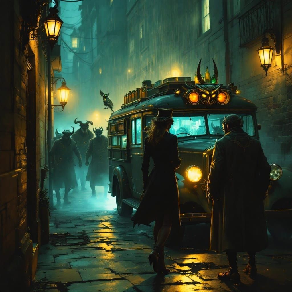 Steampunk Goddess of Wisdom in a Vintage Alleyway