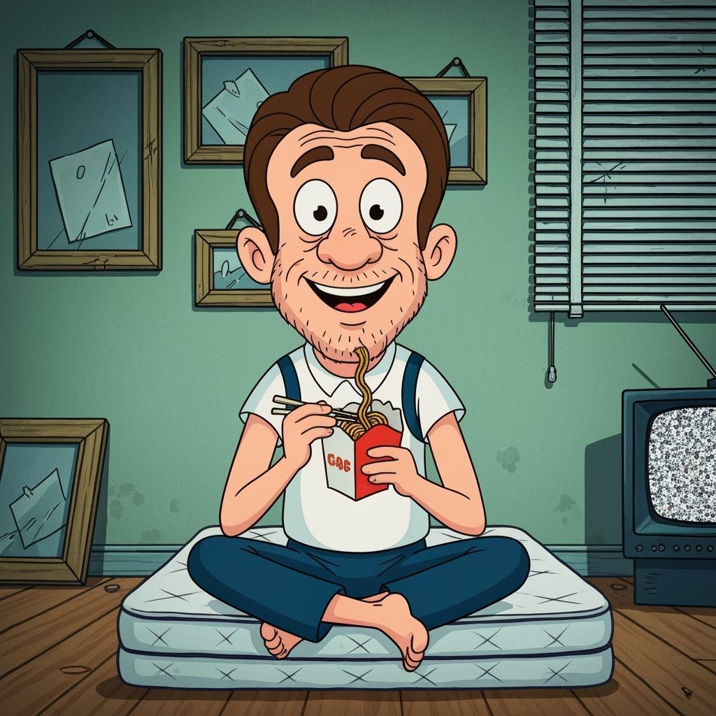 1960s Hanna-Barbera Style Everyman Eating Noodles