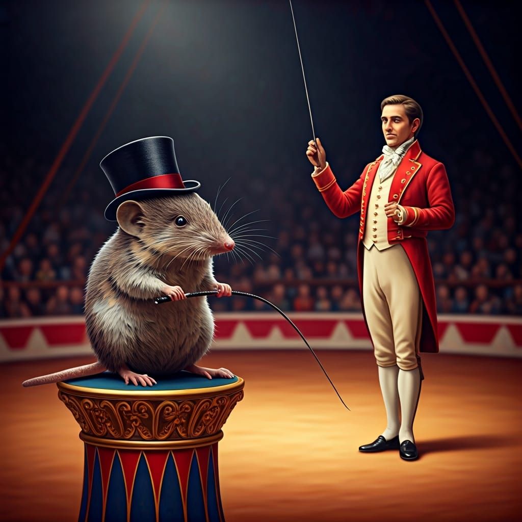 Circus Shrew Tamer in an Earthy Art Style