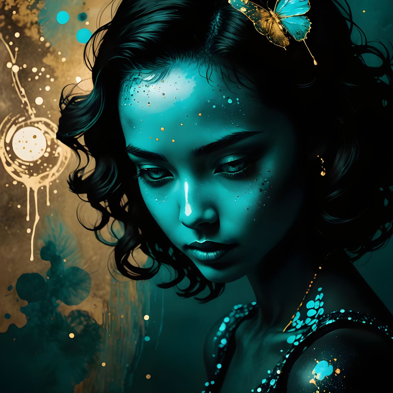 Venusian Civilization in Sumi-e Style