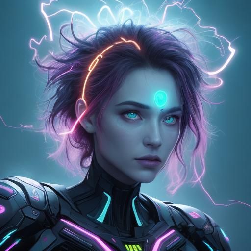 Radiant Mind: Digital Art Portrait of Brilliance