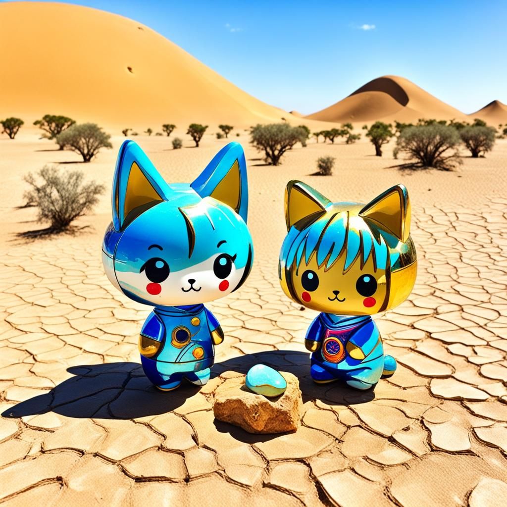 Kitsunes Enjoying Kalahari, Kandinsky-Style Kintsugi