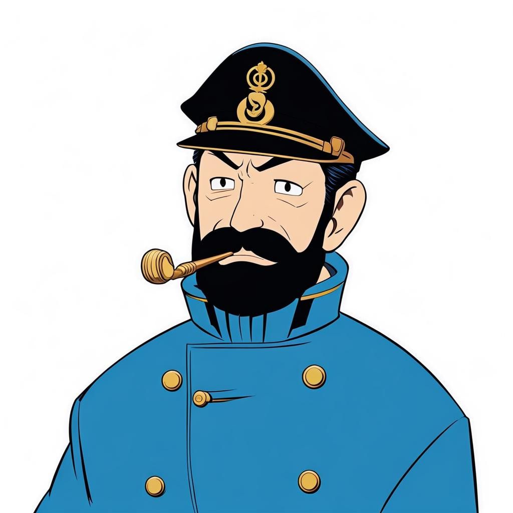 Captain Haddock in Anime Style Cel-Shaded Art