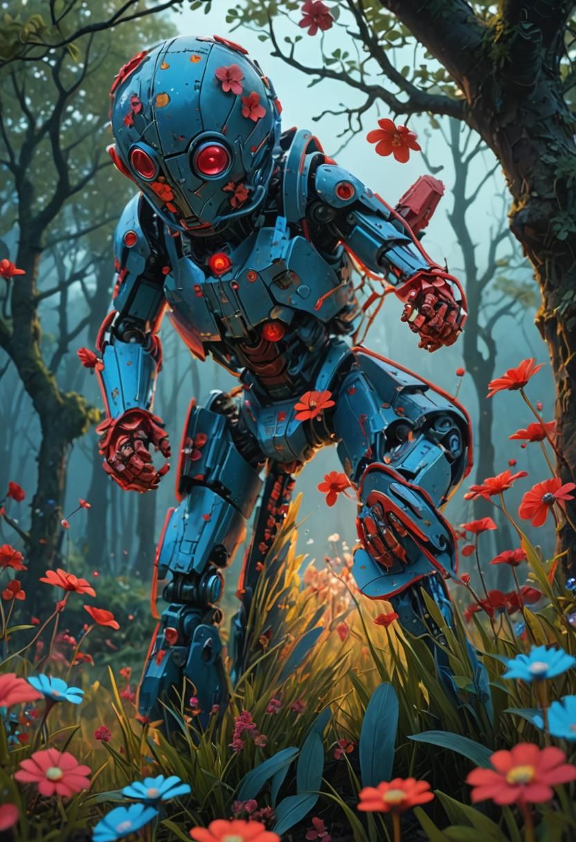 Fantasy Meadow Flowers Bloom in Mystic Light