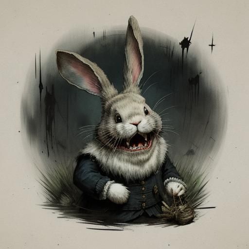 Sinister Bunny Nightmares: Graphic Horror Art