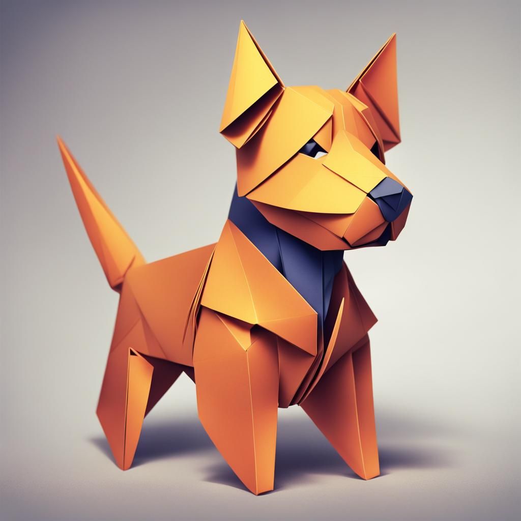 Origami Dog in Anime Style