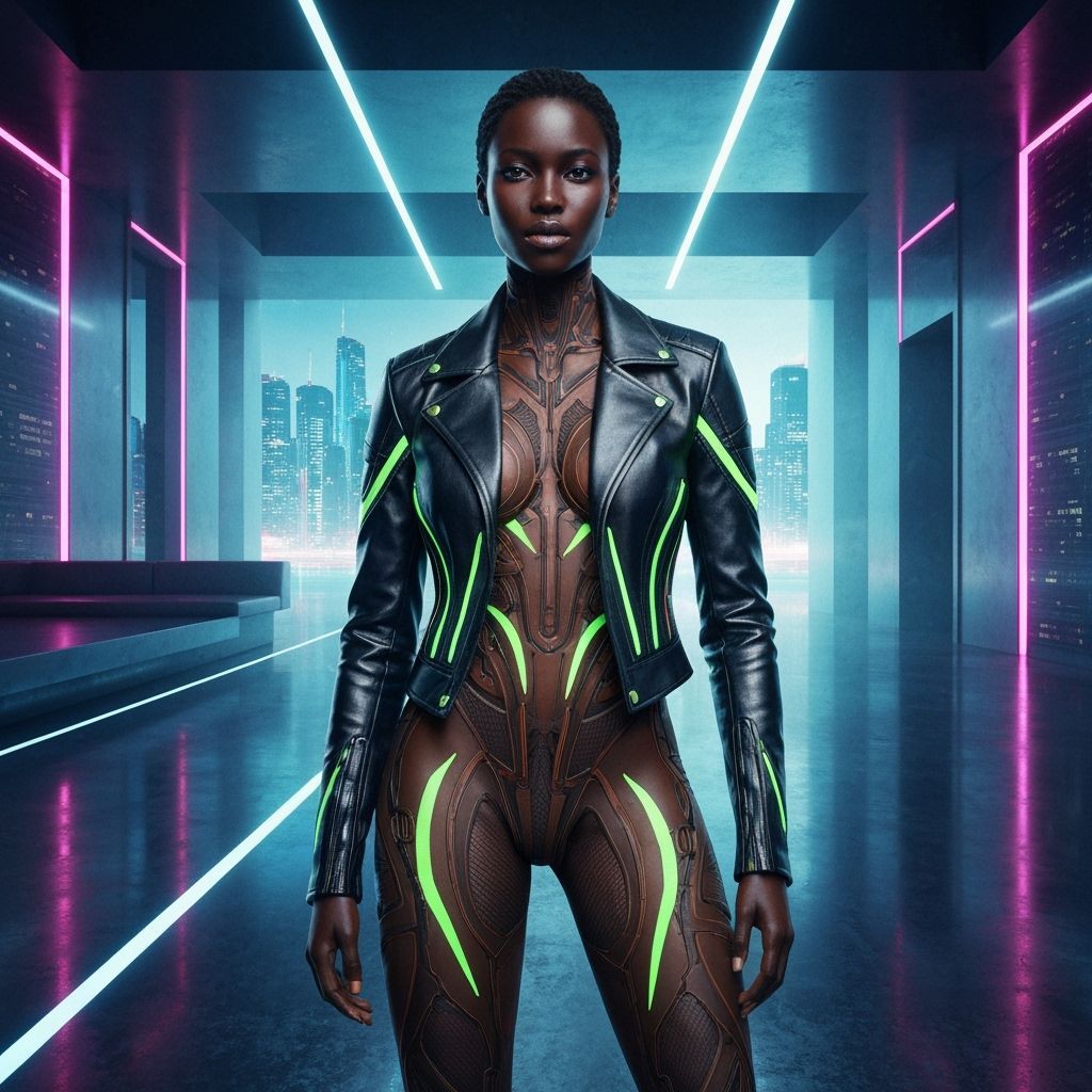 Cyberpunk Woman in Abstract Clothing