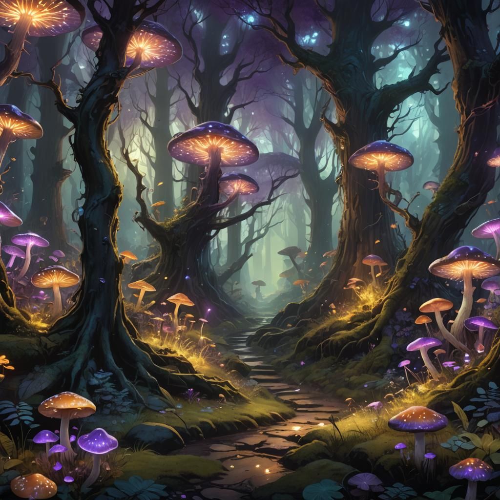 Enchanted Forest Glade with Ethereal Wisps