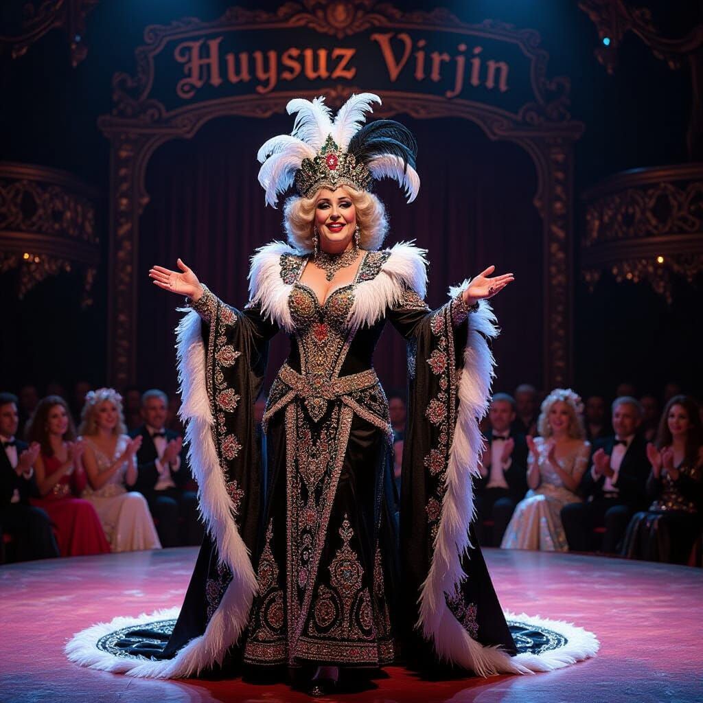 Vintage Drag Queen on Turkish Stage, Dark Romanticism