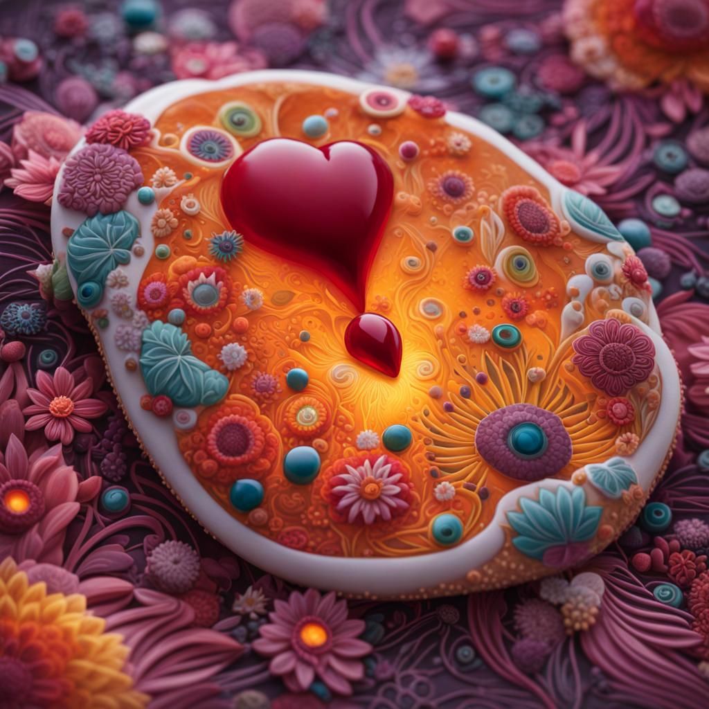 Vibrant Heart in Art Brut Style