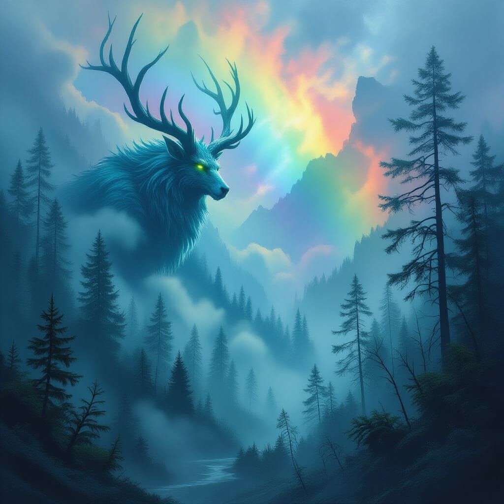 Malignant Creatures Emerge from Misty Rainbow Forest