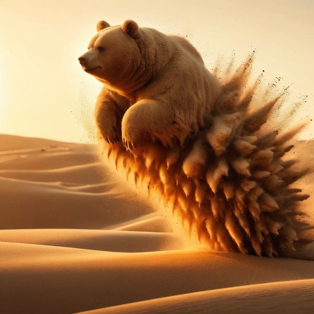 Sand Bear Bursting from Desert Dunes: Microphotograph