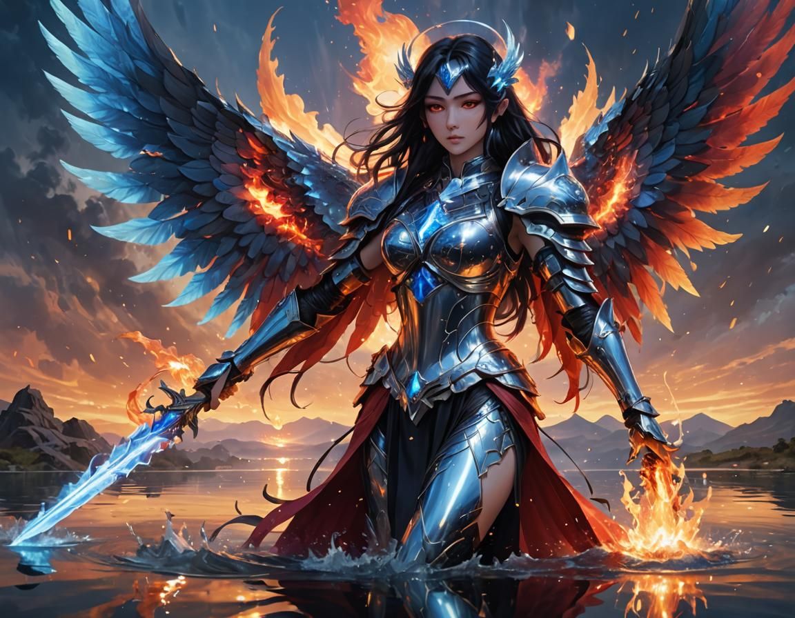 Cosmic Knight Goddess in Anime Style