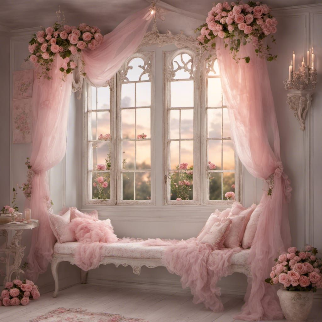 Fairy Princess Room with Roses in Rococo Style