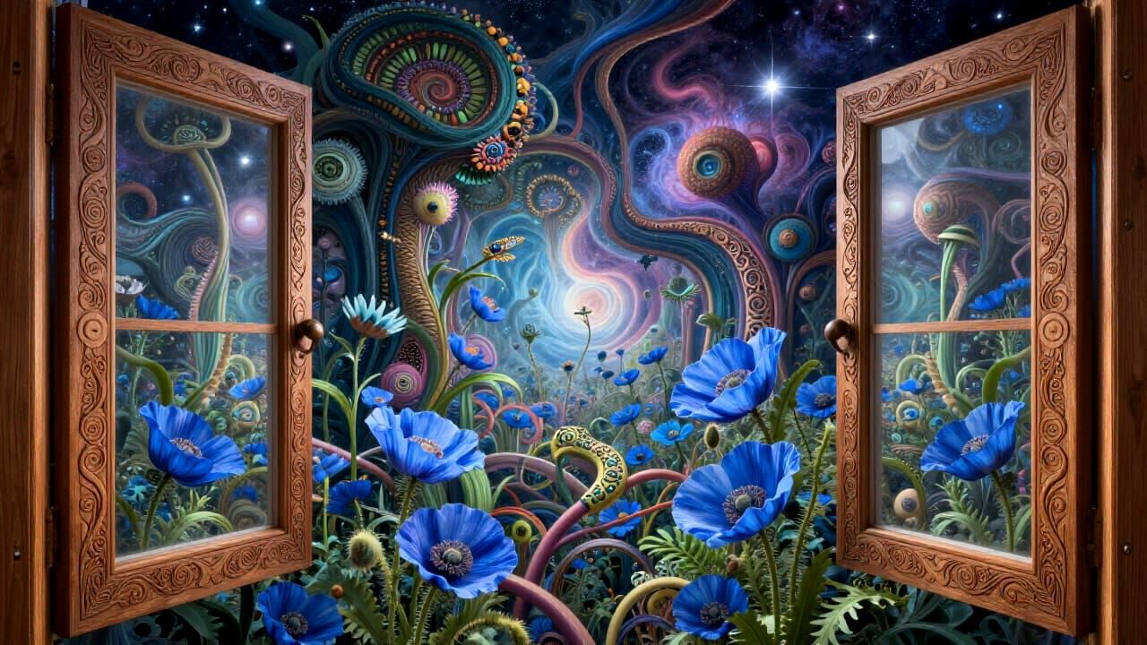Mystical Plant Kingdom Revealed Through Cosmic Dreamscape Wi...