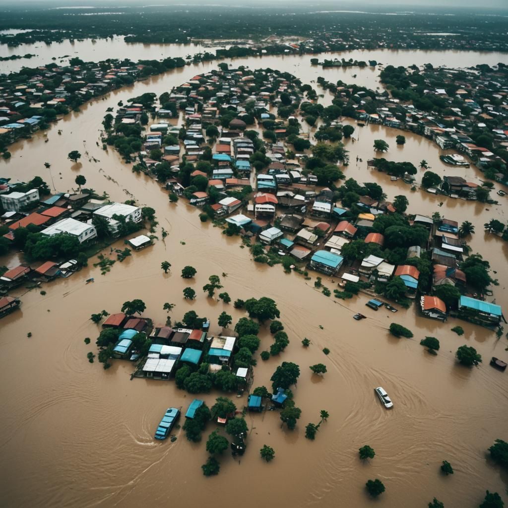 Dramatic Flood Scene in Dar Es Salaam: Cinematic Still