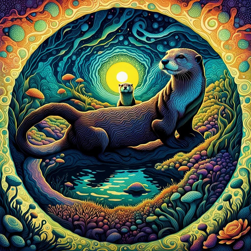 Eldritch Otter in Psychedelic Stipple Art