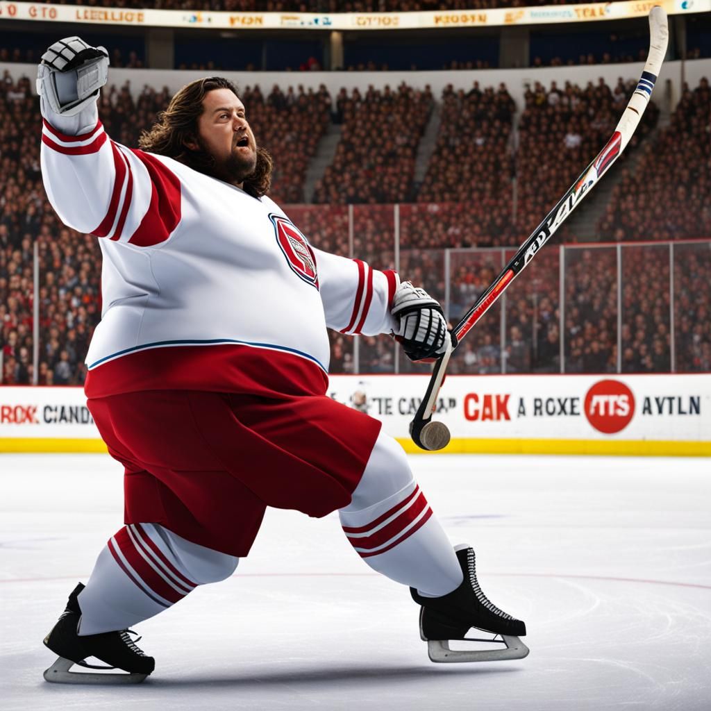 Obese Jesus Scores Hockey Goal: Humorous AI Art
