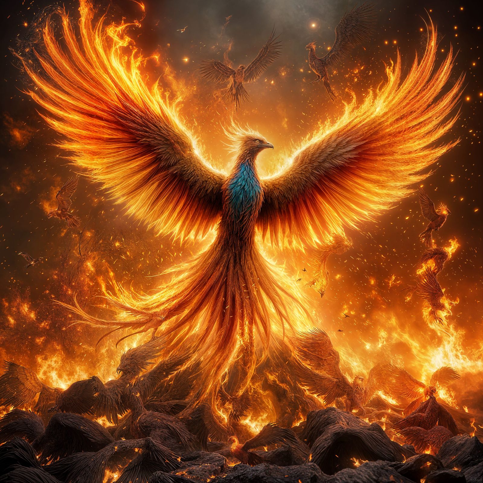 Phoenix Rising: Firebird in HDR Flames