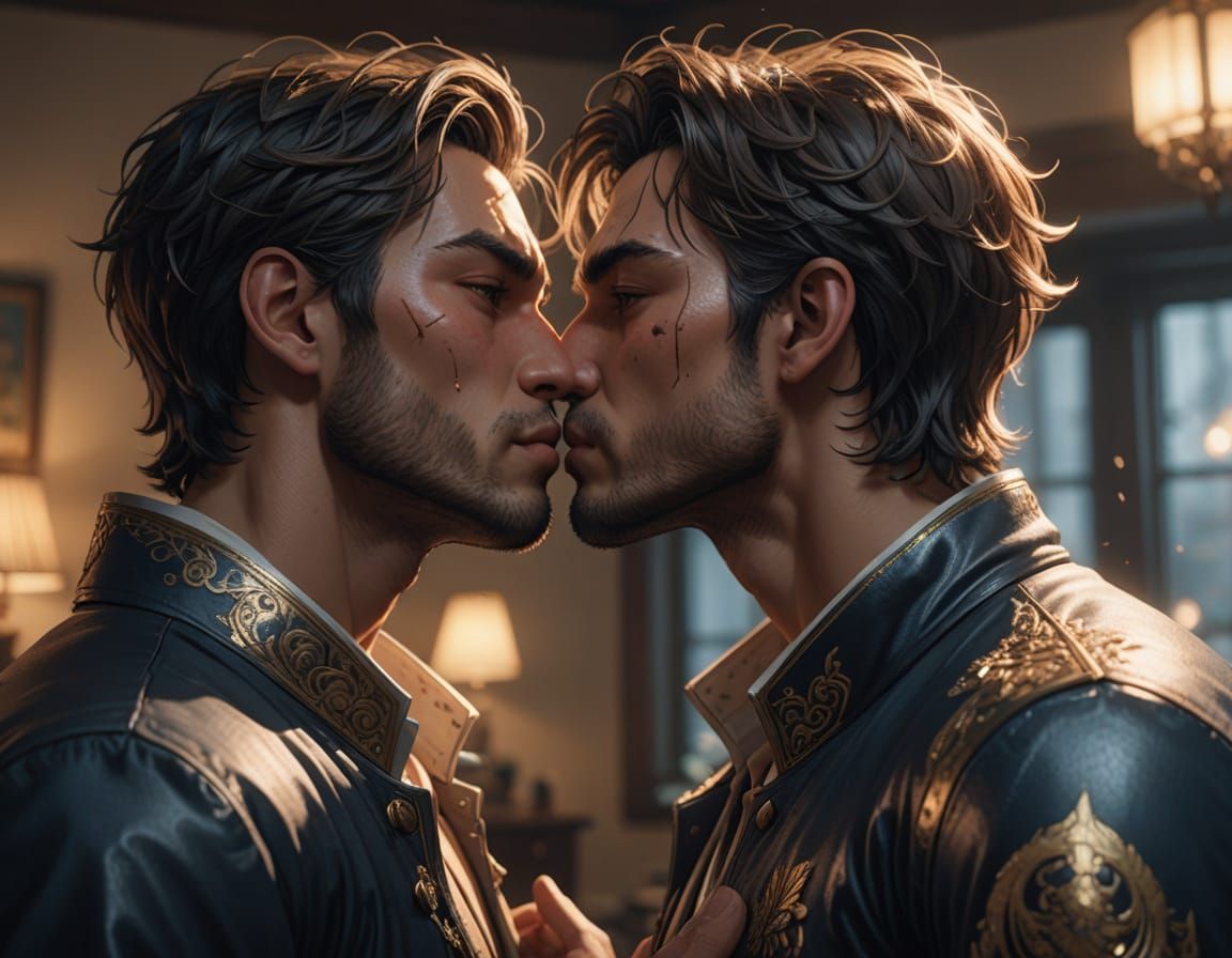 Passionate Kiss: 3D Anime Style Concept Art