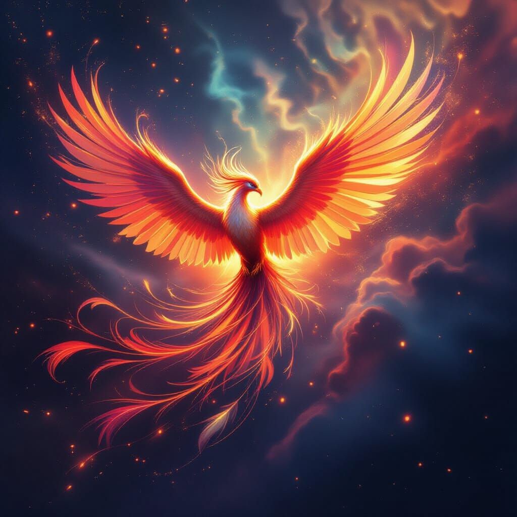 Majestic Phoenix Erupts in Fiery Nebula