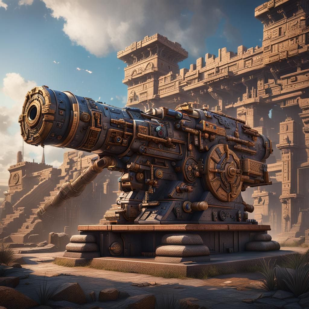 Aztec Air Defense Gun: Industrial Age Concept Art
