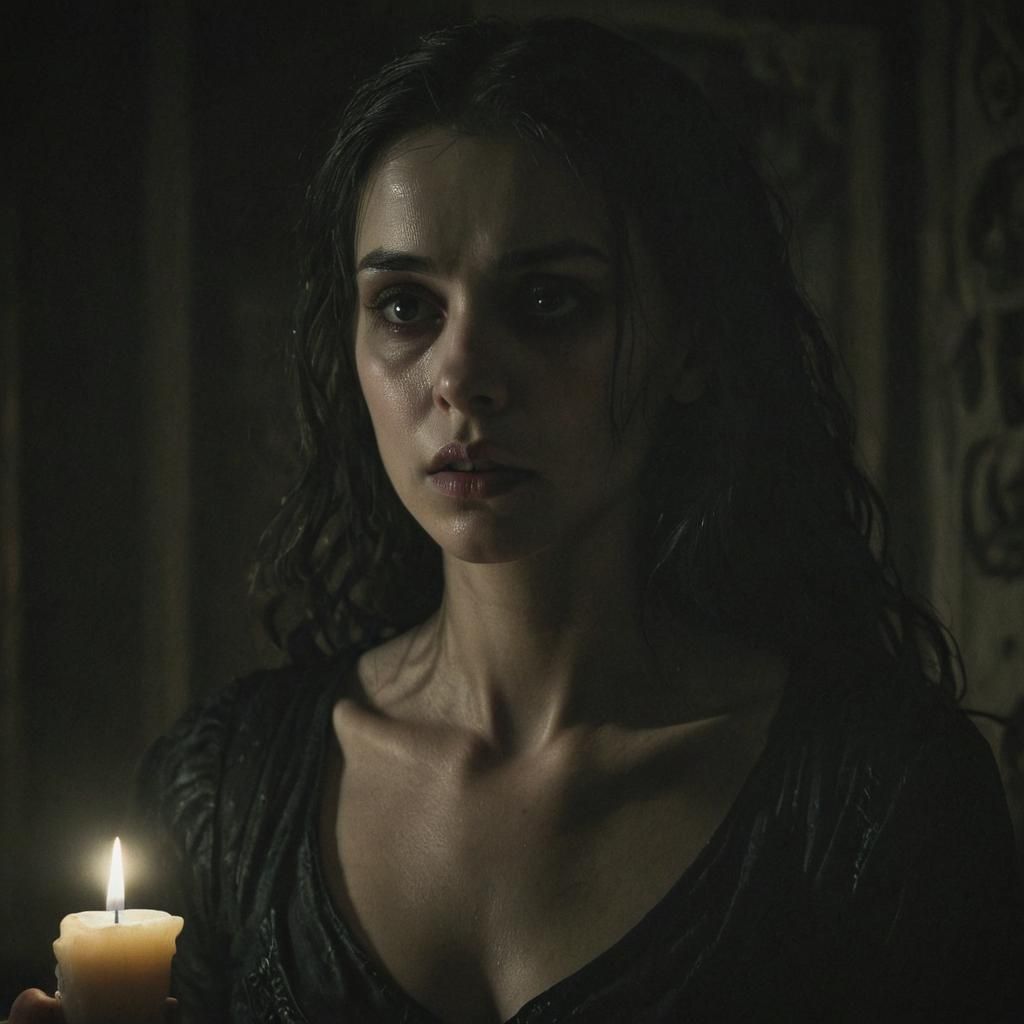 Eerie Dark Fantasy: Woman in Shadowed Room