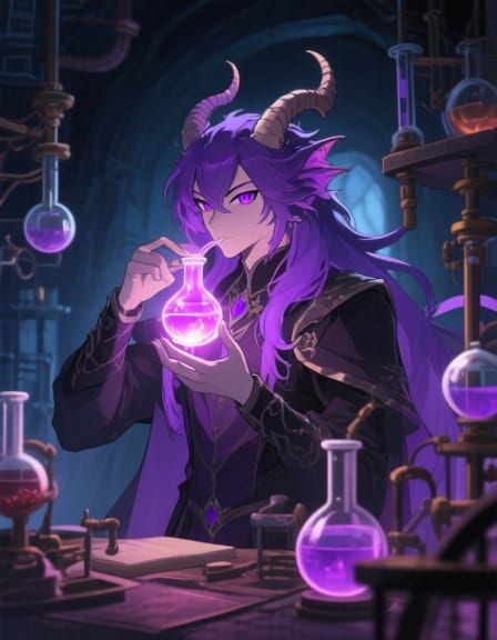 Dragon Taur Sips Potion in Studio Trigger Anime Style