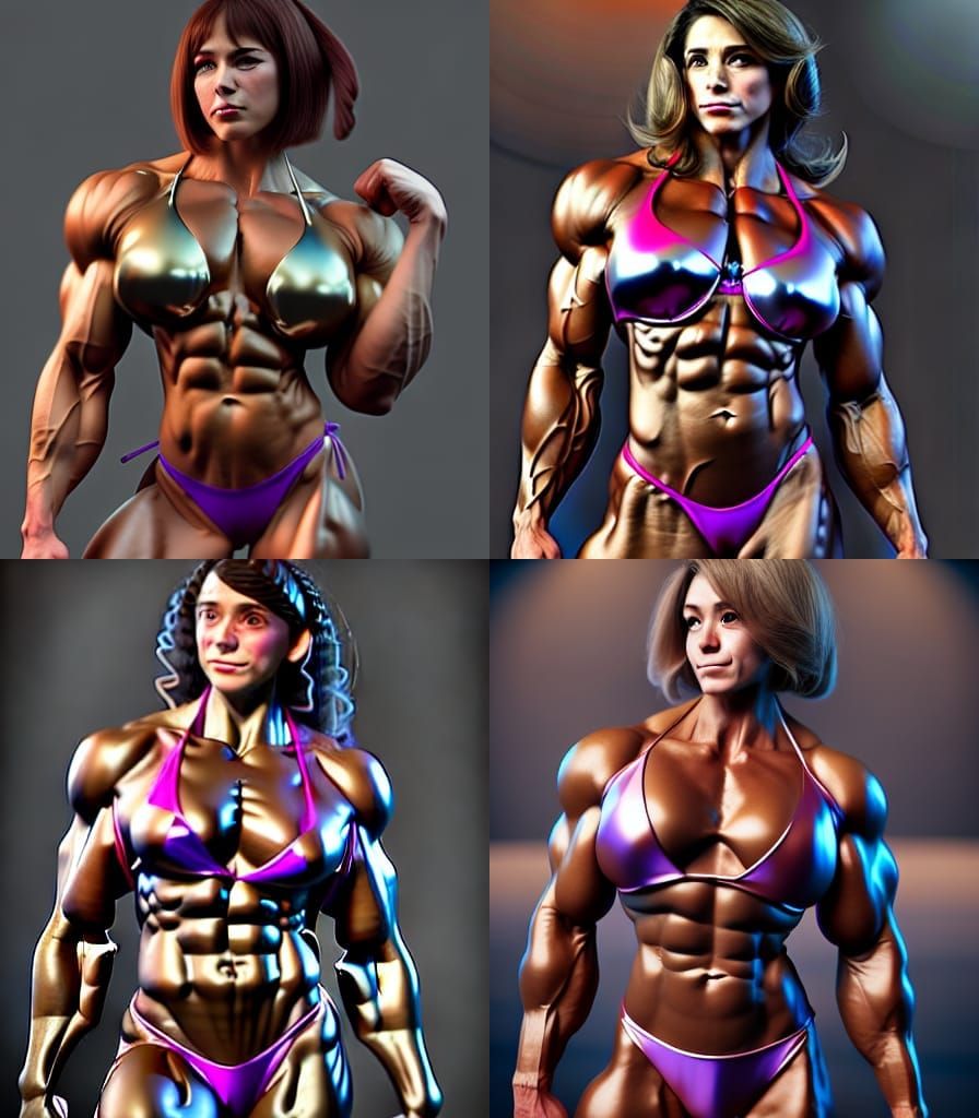 Female Bodybuilder in Japanese Illustration Style