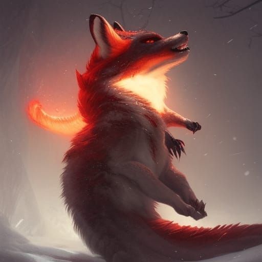 snow dragon a Red Fox and it is wearing glasses