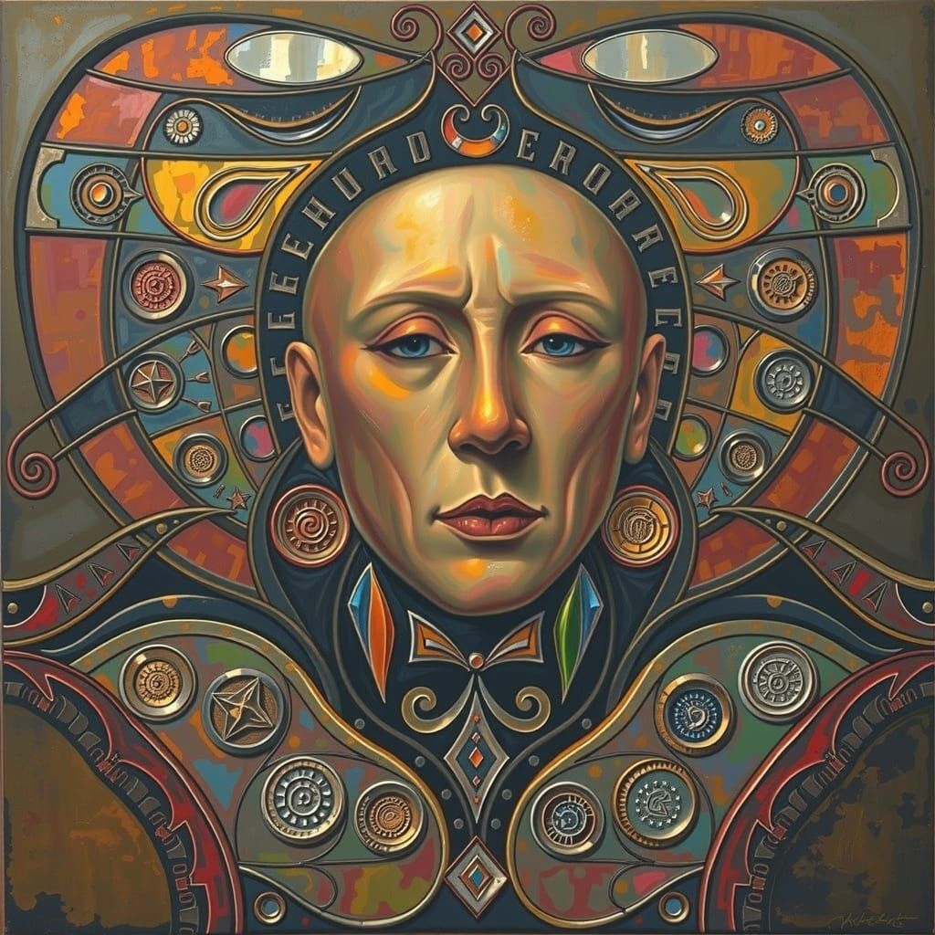 Abstract Expressionism with Iridescent Swirling Patterns