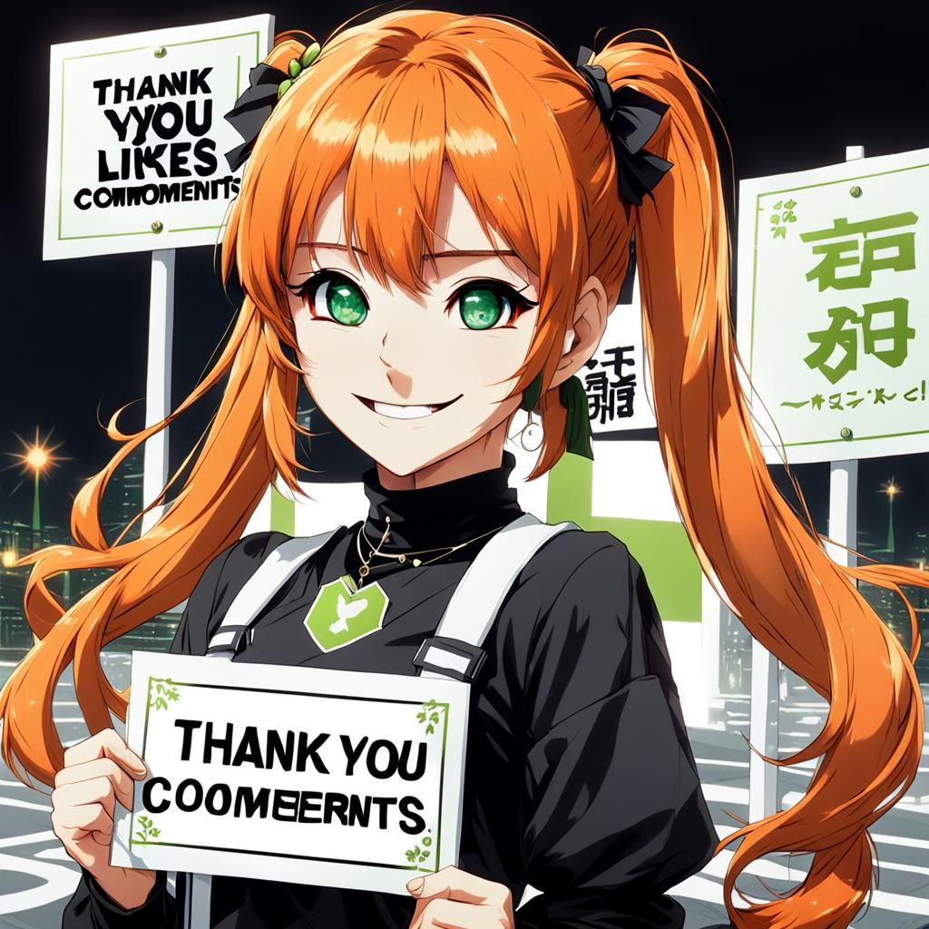 Anime Girl with Orange Hair Says Thank You