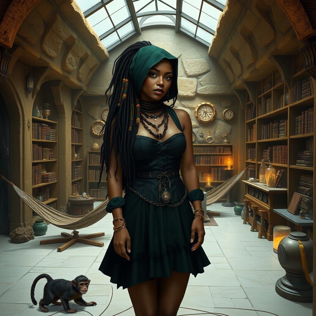 Mystical Healer in Ancient Temple Sanctuary