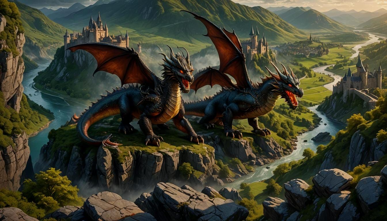 Majestic Dragons Greet the Sunny Morning