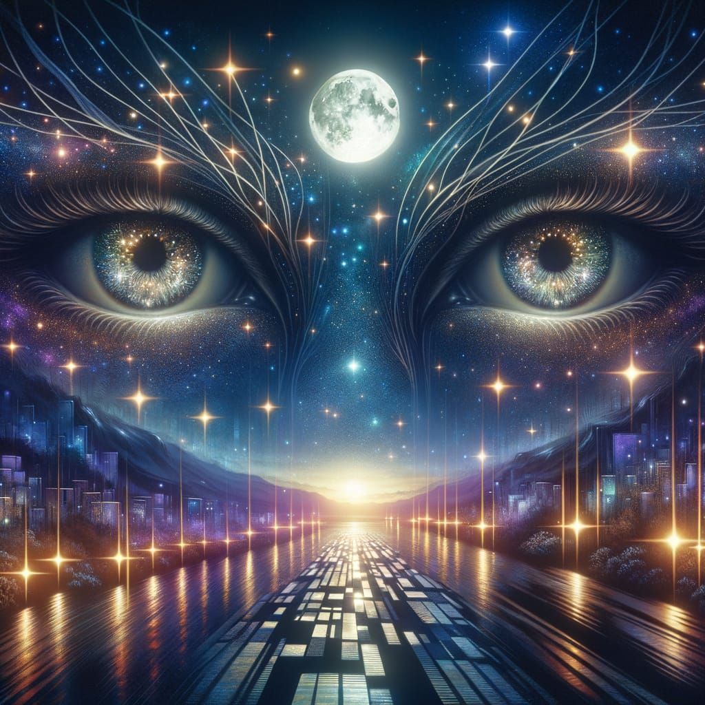 Moonlit Eyes Glow with Enchanted Mystery