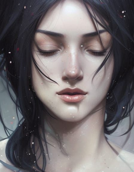 Crying Woman Portrait in Hyperdetailed Digital Art