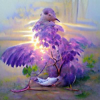 Grief and Hope: Dove in Pale Purple Sunlight