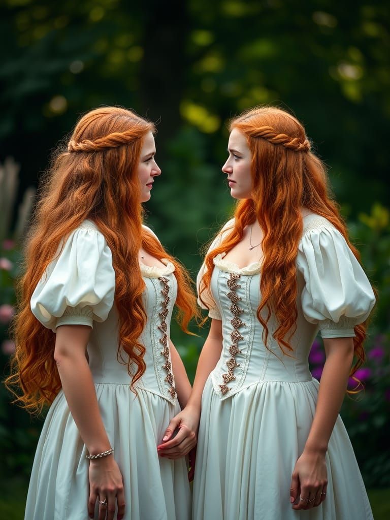 Medieval Princess Sisters Clash in the Garden