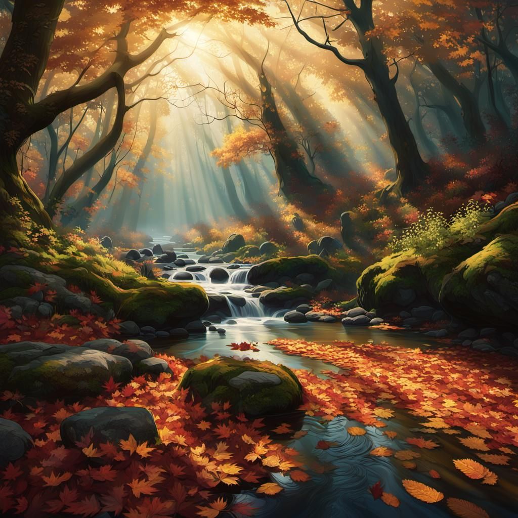 Enchanted Autumn Forest: Animals Playing in Fallen Leaves