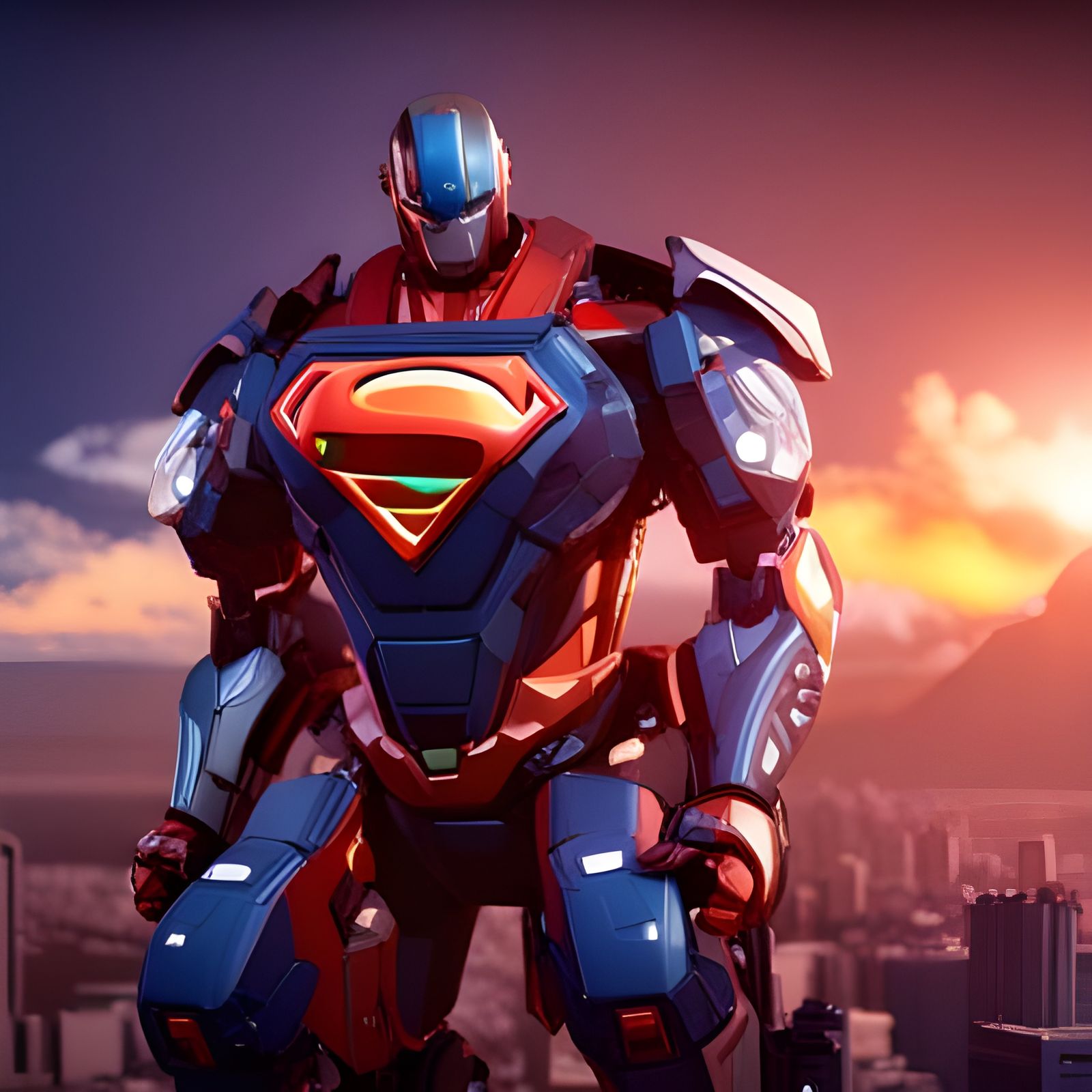 Superman Mecha Suit Fires Laser Eyes