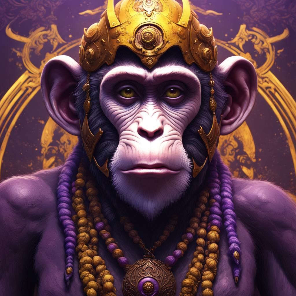 Intricate Monkey Art in Dark Fantasy Style